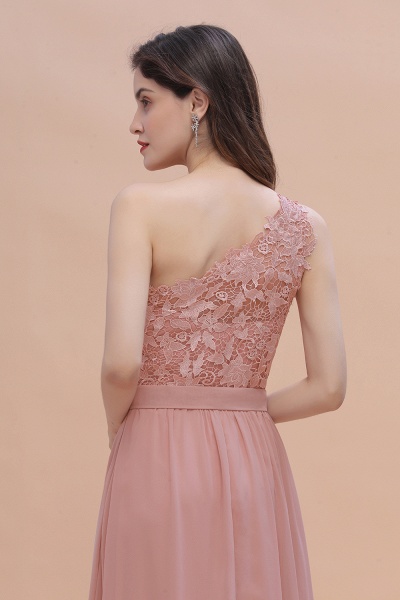 One Shoulder Floor-length A-Line Chiffon Bridesmaid Dress With Appliques Lace_10
