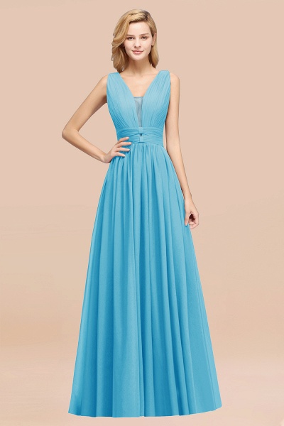 BM0214 A-Line Chiffon V-Neck Sleeveless Long Bridesmaid Dress_24