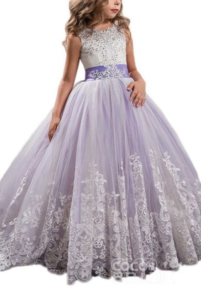 Scoop Neck Sleeveless Ball Gown Flower Girls Dress_1