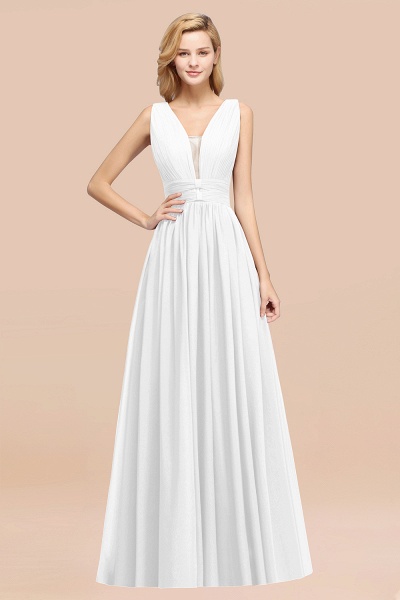 BM0214 A-Line Chiffon V-Neck Sleeveless Long Bridesmaid Dress_1