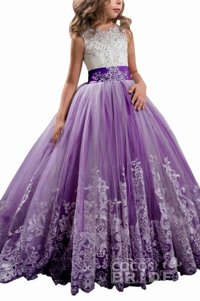 Ärmelloses Duchesse-Kleid mit U-Ausschnitt für Blumenmädchen_7