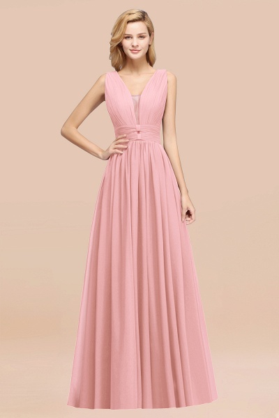 BM0214 A-Line Chiffon V-Neck Sleeveless Long Bridesmaid Dress_4