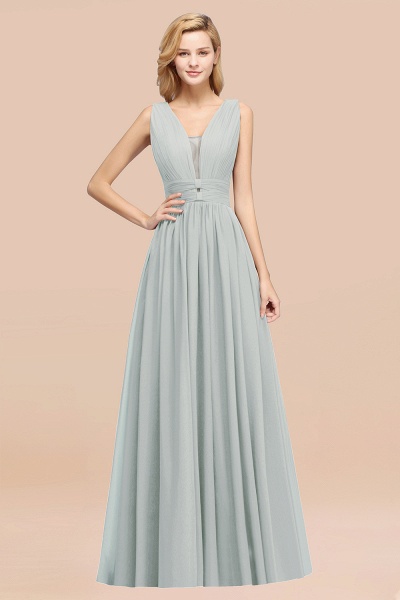 BM0214 A-Line Chiffon V-Neck Sleeveless Long Bridesmaid Dress_38