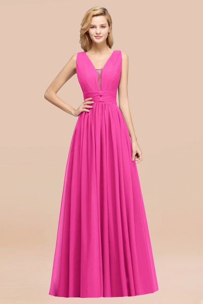 BM0214 A-Line Chiffon V-Neck Sleeveless Long Bridesmaid Dress_9