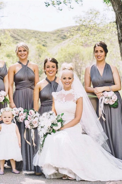 Simple Convertible Long Gray Bridesmaid Dresses | Multiway Infinity Dress_1