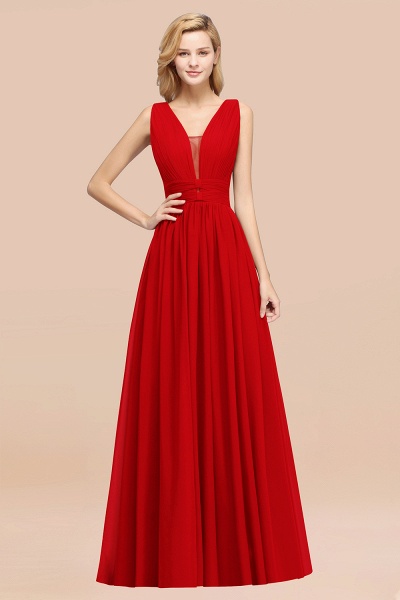 BM0214 A-Line Chiffon V-Neck Sleeveless Long Bridesmaid Dress_8