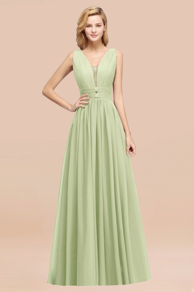 BM0214 A-Line Chiffon V-Neck Sleeveless Long Bridesmaid Dress_35