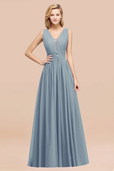 BM0214 A-Line Chiffon V-Neck Sleeveless Long Bridesmaid Dress_40