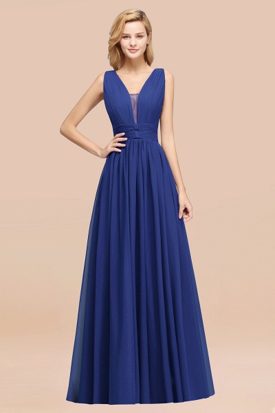 BM0214 A-Line Chiffon V-Neck Sleeveless Long Bridesmaid Dress_26