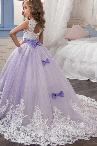 Ärmelloses Duchesse-Kleid mit U-Ausschnitt für Blumenmädchen_12