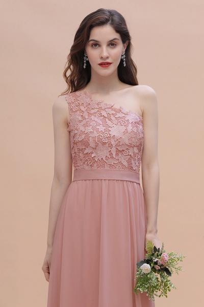 One Shoulder Floor-length A-Line Chiffon Bridesmaid Dress With Appliques Lace_8