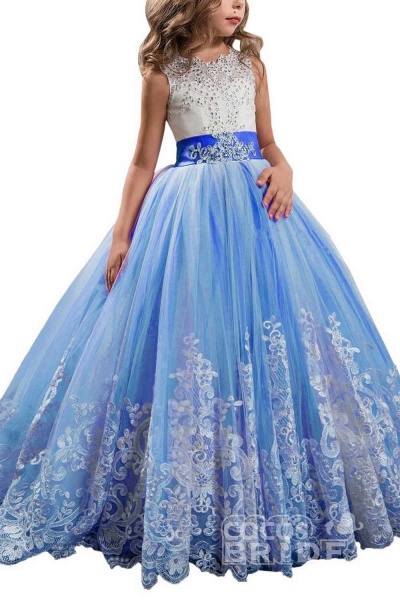 Ärmelloses Duchesse-Kleid mit U-Ausschnitt für Blumenmädchen_8