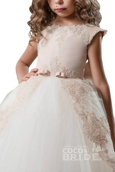 Scoop Neck Crap Straps Ball Gown Flower Girls Dress_3