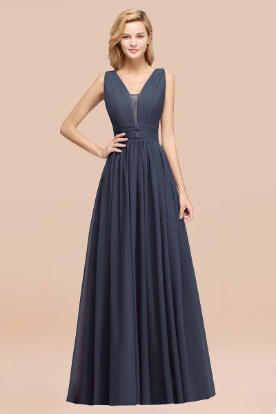 BM0214 A-Line Chiffon V-Neck Sleeveless Long Bridesmaid Dress_39