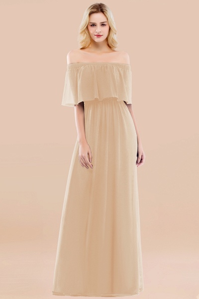 A-line Chiffon Off-the-Shoulder Short-Sleeves Ruffles Floor-length Bridesmaid Dress_14