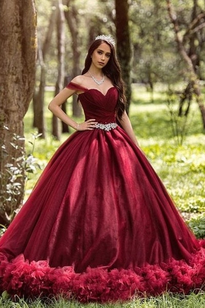 Long Princess Off-the-shoulder Tulle Wedding Dress_1
