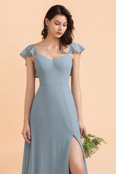 Chic Sweetheart A-Line Backless Chiffon Bridesmaid Dress With Side Slit Bowknot_5