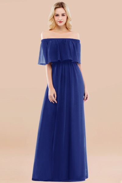 A-line Chiffon Off-the-Shoulder Short-Sleeves Ruffles Floor-length Bridesmaid Dress_26