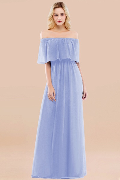 A-line Chiffon Off-the-Shoulder Short-Sleeves Ruffles Floor-length Bridesmaid Dress_22