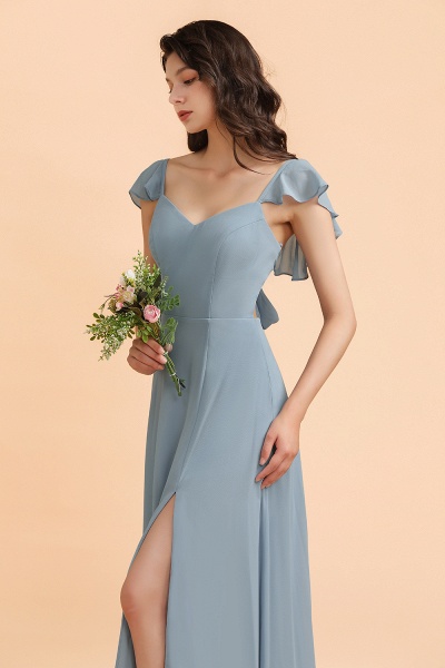 Chic Sweetheart A-Line Backless Chiffon Bridesmaid Dress With Side Slit Bowknot_7