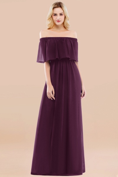 A-line Chiffon Off-the-Shoulder Short-Sleeves Ruffles Floor-length Bridesmaid Dress_20