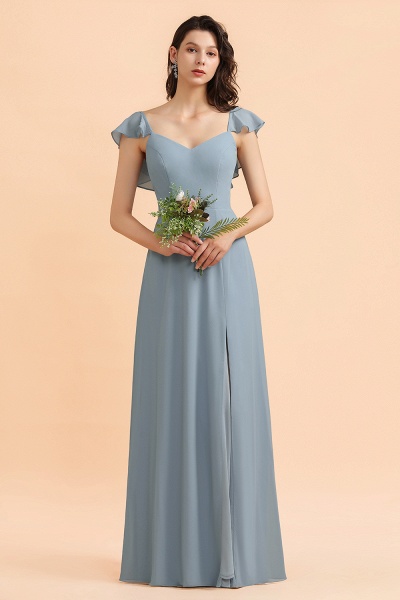 Chic Sweetheart A-Line Backless Chiffon Bridesmaid Dress With Side Slit Bowknot_4
