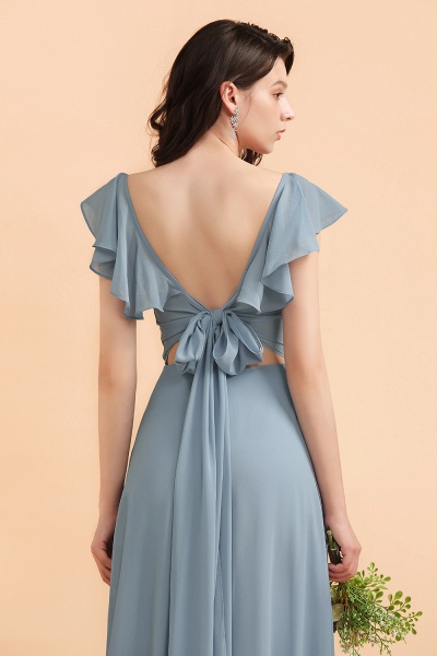 Chic Sweetheart A-Line Backless Chiffon Bridesmaid Dress With Side Slit Bowknot_8
