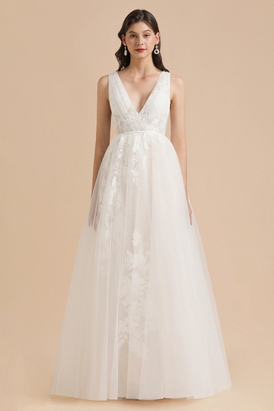 Amazing Illusion Lace Tulle A-line Wedding Dress_1