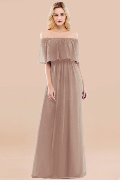 A-line Chiffon Off-the-Shoulder Short-Sleeves Ruffles Floor-length Bridesmaid Dress_16
