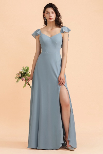 Chic Sweetheart A-Line Backless Chiffon Bridesmaid Dress With Side Slit Bowknot_1