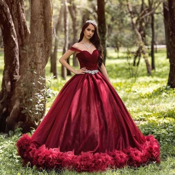 Long Princess Off-the-shoulder Tulle Wedding Dress_2