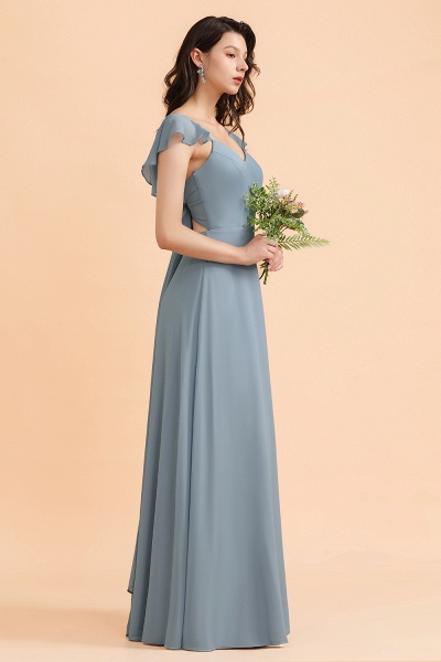 Chic Sweetheart A-Line Backless Chiffon Bridesmaid Dress With Side Slit Bowknot_9