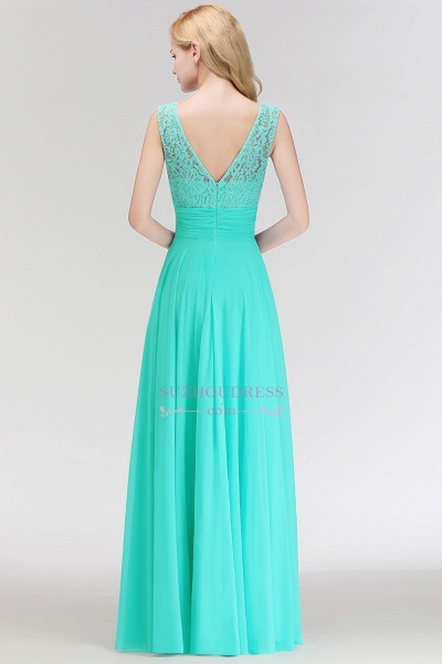 A-line Lace Top Sleeveless Chiffon Floor Length Bridesmaid Dress_6