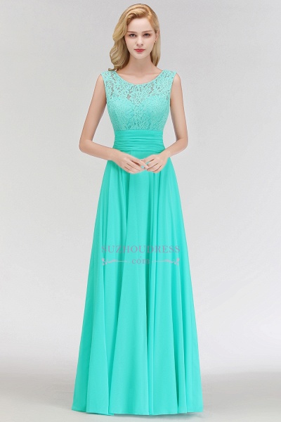 A-line Lace Top Sleeveless Chiffon Floor Length Bridesmaid Dress_7