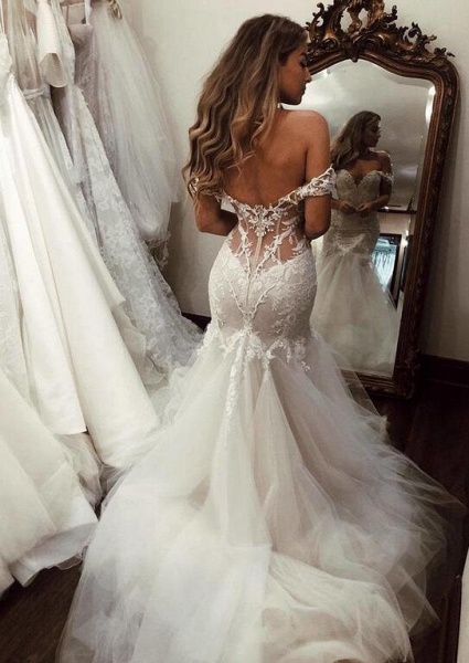 Charming Sweetheart Off-the-Shoulder Mermaid Wedding Dresses_2