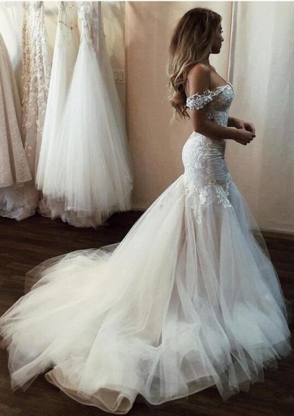 Charming Sweetheart Off-the-Shoulder Mermaid Wedding Dresses_3