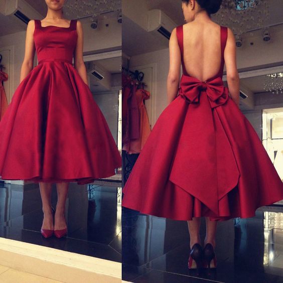 Short Ball Gown Satin Backless Prom Dress_2