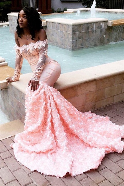 Amazing Off-the-shoulder Appliques Mermaid Prom Dress_1