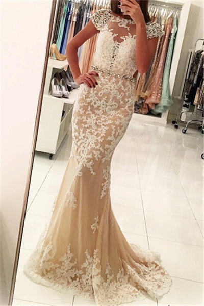 Latest Jewel Tulle Mermaid Prom Dress_1